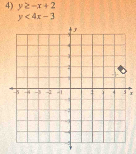 y≥ -x+2
y<4x-3</tex>
x