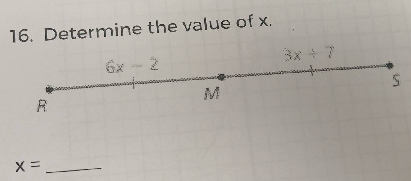 Determine the value of x.
x= _