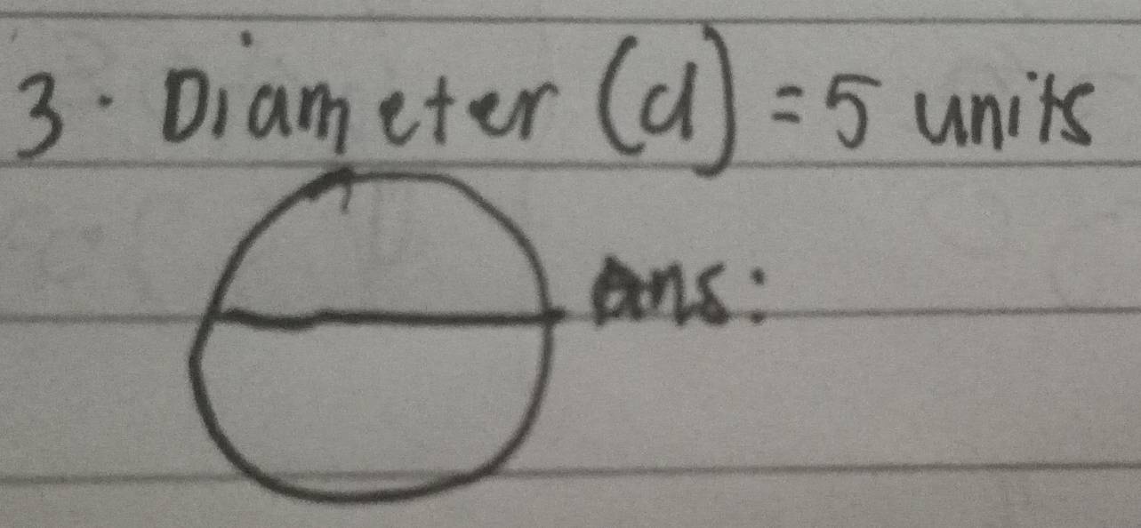 Diameter (d)=5 units 
ns: