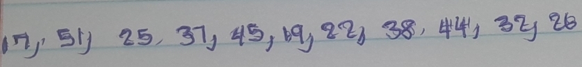 1, 51) 25, 37, 45, 69, 22 38, 44, 32 26