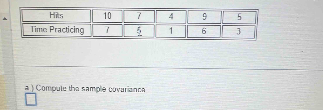 ) Compute the sample covariance.