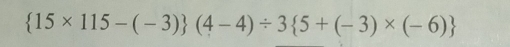  15* 115-(-3) (4-4)/ 3 5+(-3)* (-6)