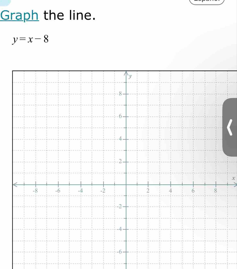 Graph the line.
y=x-8
x