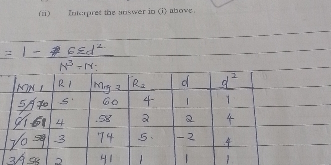 (ii)€£ Interpret the answer in (i) above.