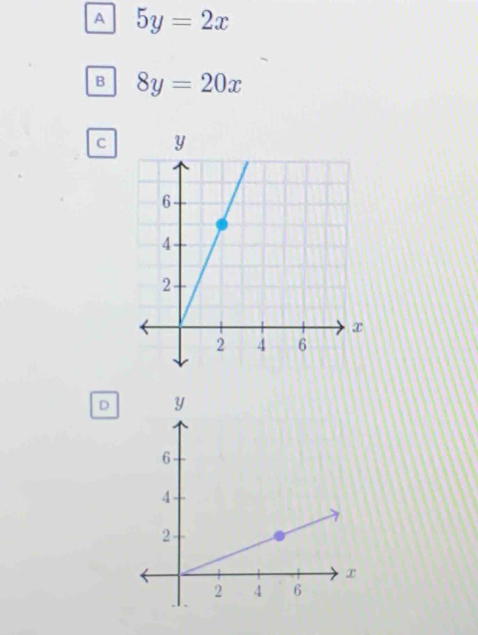 A 5y=2x
B 8y=20x
C
D