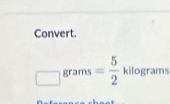 Convert.
□ grams = 5/2 kilog ram ogram 15