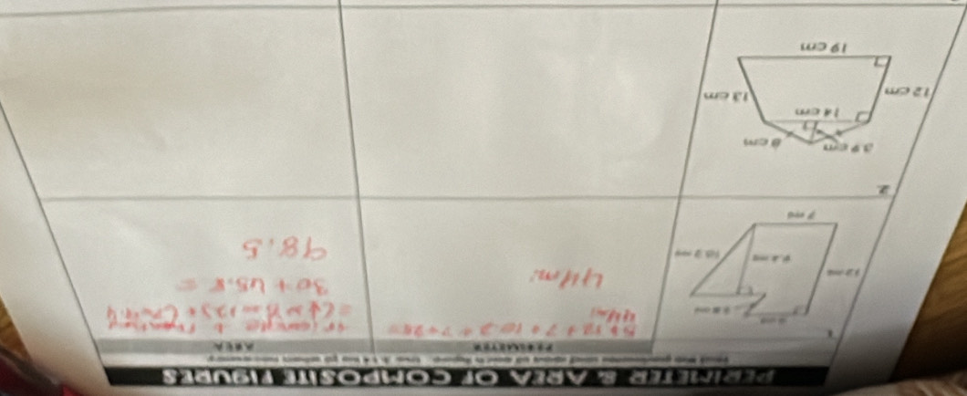 Perimeter & Area of composite figupes