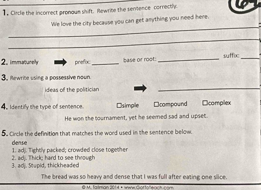 Solved: Circle the incorrect pronoun shift. Rewrite the sentence ...