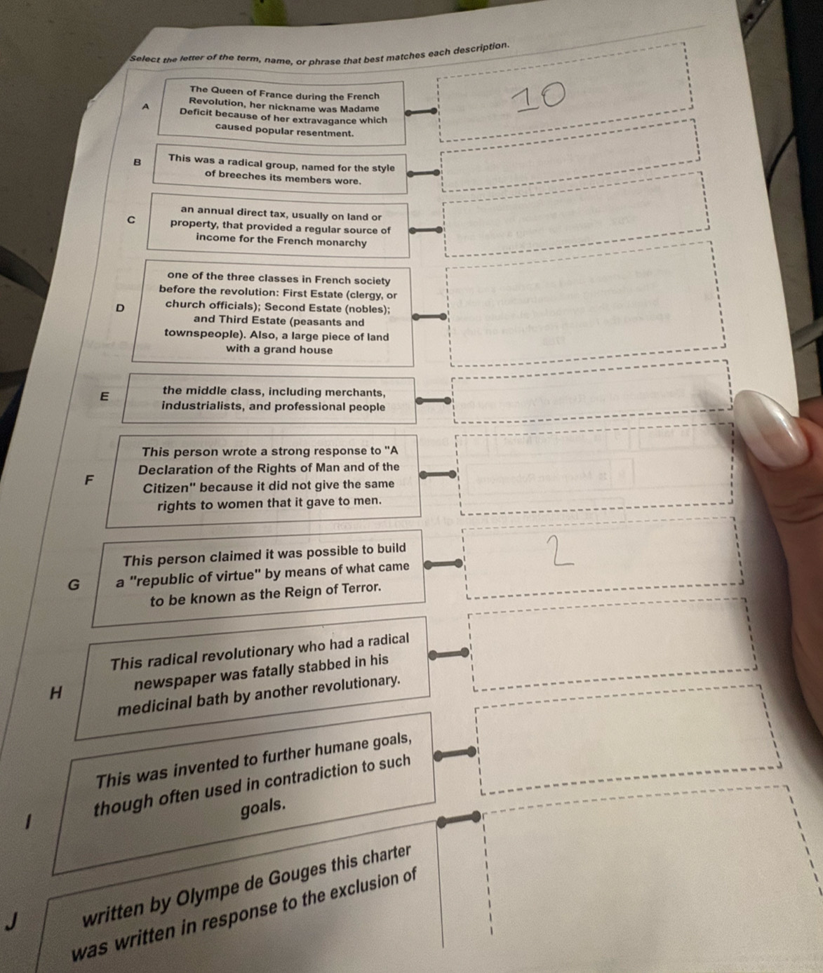 Solved: Select the letter of the term, name, or phrase that best ...