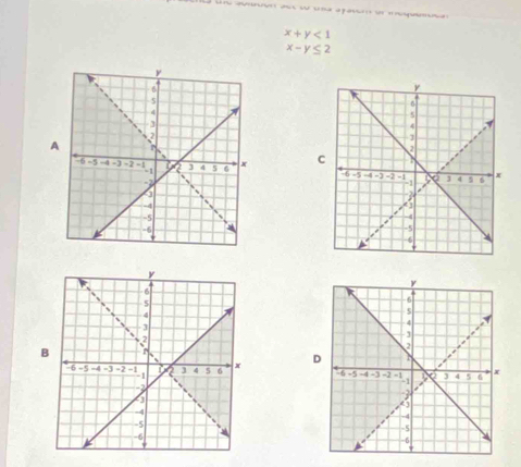 de s una afav e eaa
x+y<1</tex>
x-y≤ 2
A
C
B
D