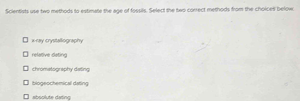 Solved: Scientists use two methods to estimate the age of fossils ...