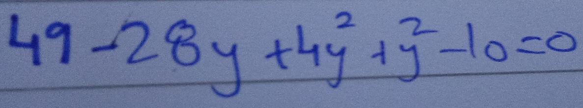 49-28y+4y^2+y^2-10=0