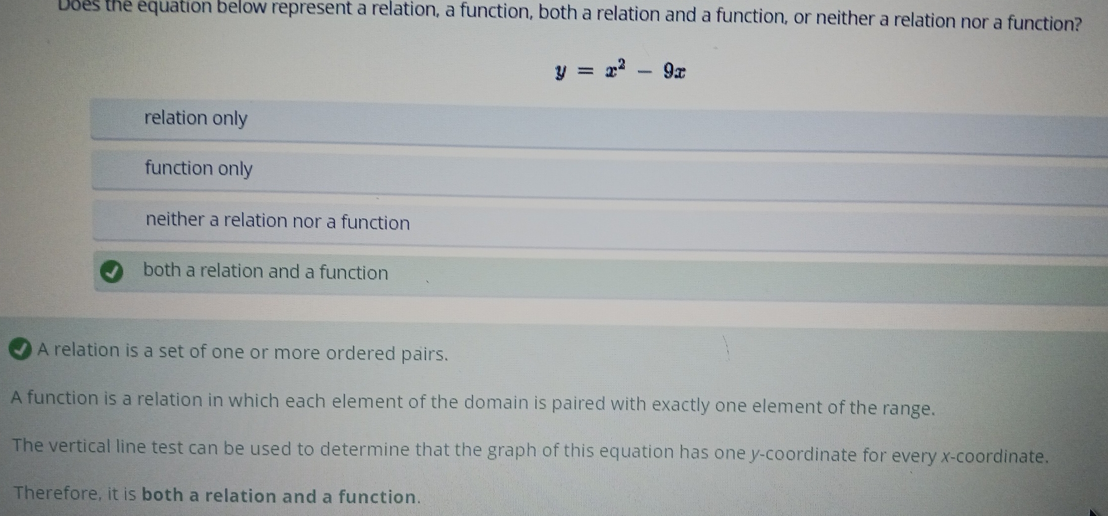 Does the equation below represent a relation, a function, both a ...