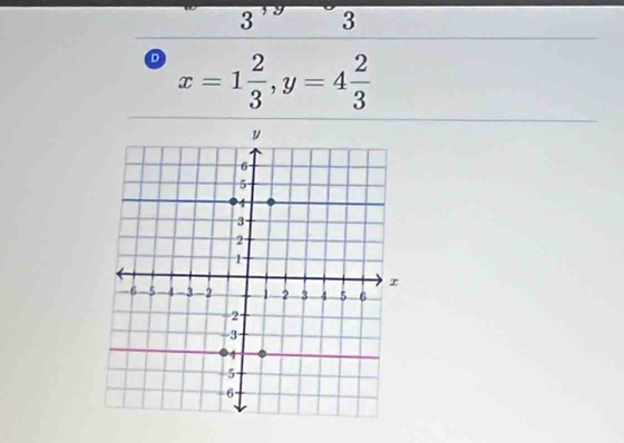 3
x=1 2/3 , y=4 2/3 