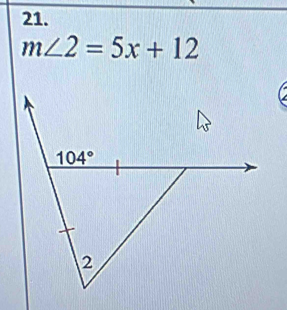 m∠ 2=5x+12