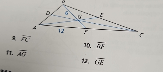 overline BF
11. overline AG
12. overline GE