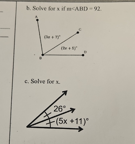 Solve for x if m
_
_
_
c. Solve for x.