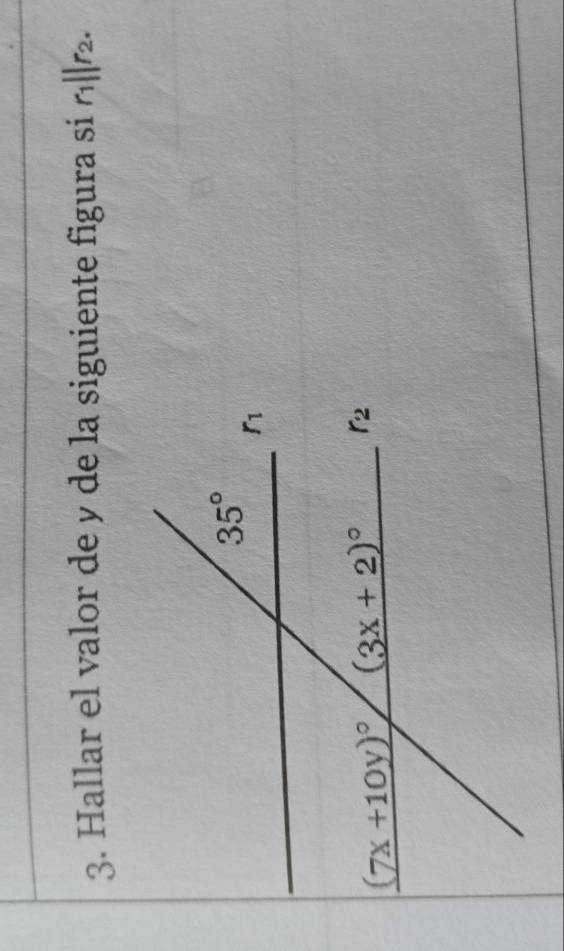 Hallar el valor de y de la siguiente figura si r_1||r_2.