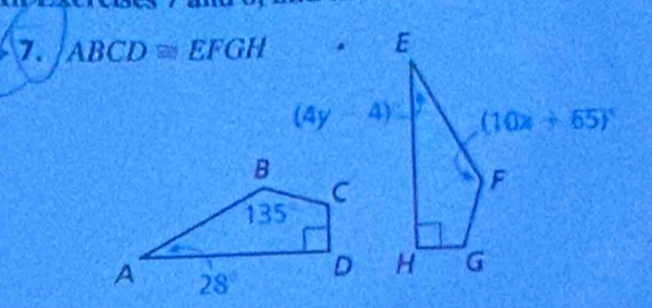 ABCD≌ EFGH
(4y-4)