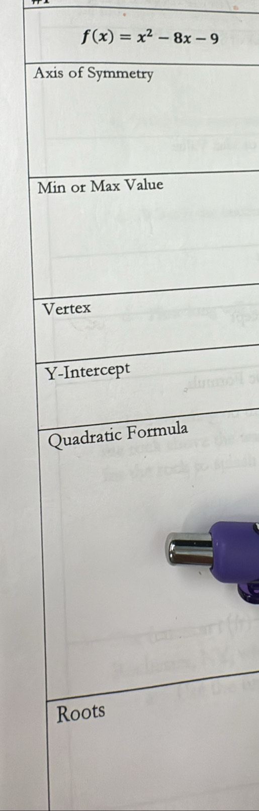 f(x)=x^2-8x-9
A