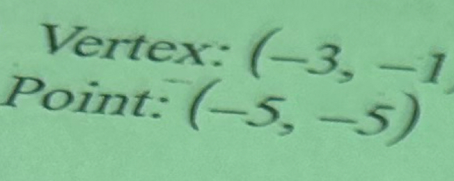 Vertex: (-3,-1
Point: (-5,-5)