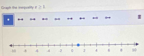 Graph the inequality x≥ 1.