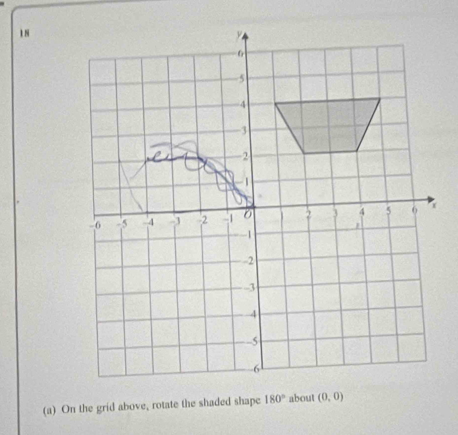 1N
(a) On the grid above, rotate the shaded shape