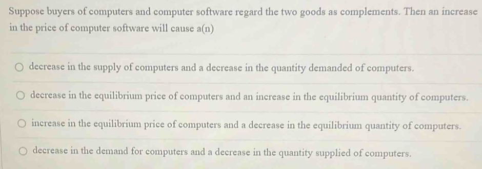 Solved: Suppose buyers of computers and computer software regard the ...