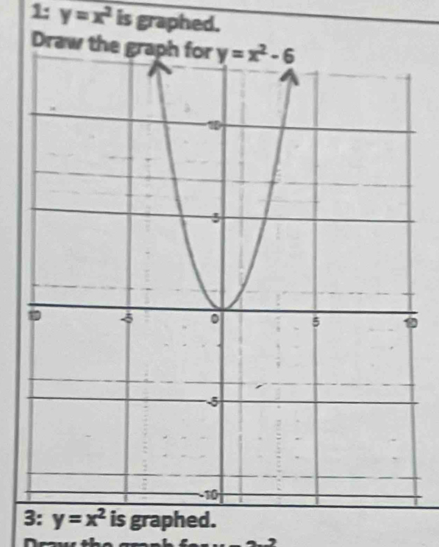 1: y=x^2 is graphed.
Draw the
is graphed.