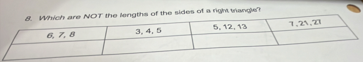 des of a right triangle?