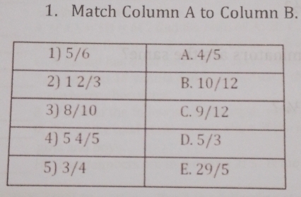 Match Column A to Column B.