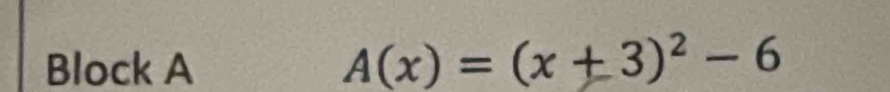 Block A
A(x)=(x+3)^2-6