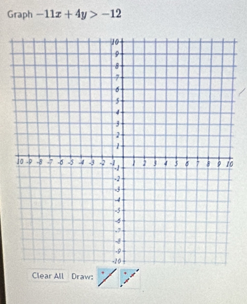 Graph -11x+4y>-12
Clear All Draw: