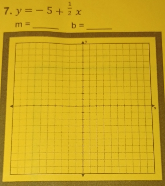 y=-5+ 1/2 x
m= _ b=
_