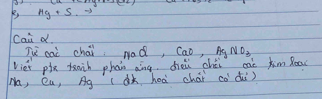 Hg+S. 
Cai d. 
Tu cai chai: Nad, Cao, Ag NO_3 
viet pa koih phan ang dièù chéi cao xim ǎoa( 
Na, Qu, Ag (O, hoà chai co du)