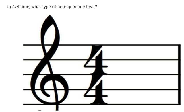 In 4/4 time, what type of note gets one beat?