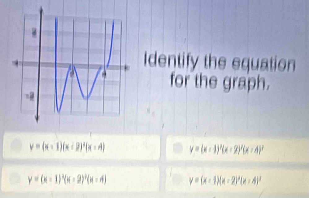 dentify the equat on 
for the graph.