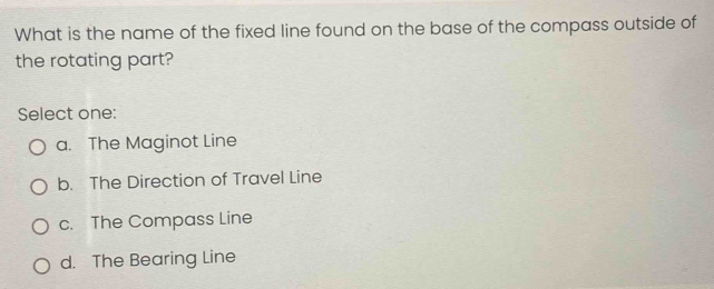Solved: What is the name of the fixed line found on the base of the ...