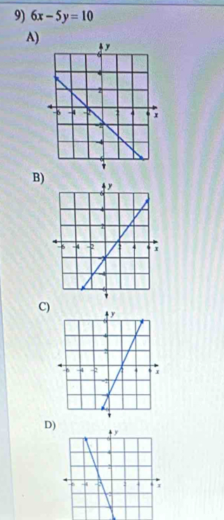 6x-5y=10
A) 
B) 
C) 
D)