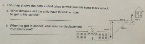 Resuelto:The map shows the path a child takes to walk from his home to ...
