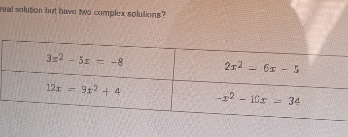 real solution but have two complex solutions?