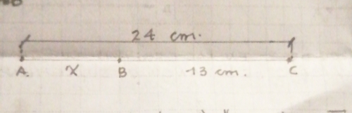 24 cm. 
A. X B +3 cm. C