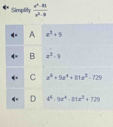 Simplify  (x^4-81)/x^2-9 