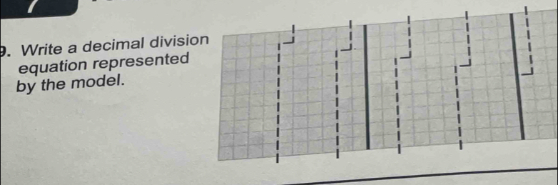 Write a decimal divisi 
equation represented 
by the model.