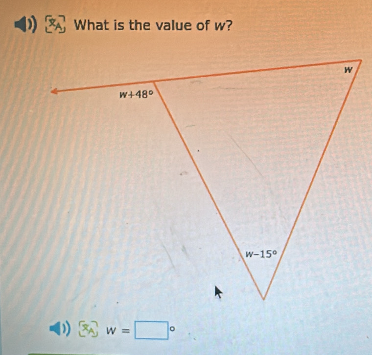 What is the value of w?
x_A^((circ) w=□ ^circ)