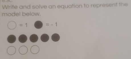 Write and solve an equation to represent the 
model below.
bigcirc =1□ =-1