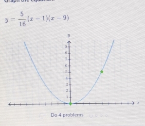 9
y= 5/16 (x-1)(x-9)