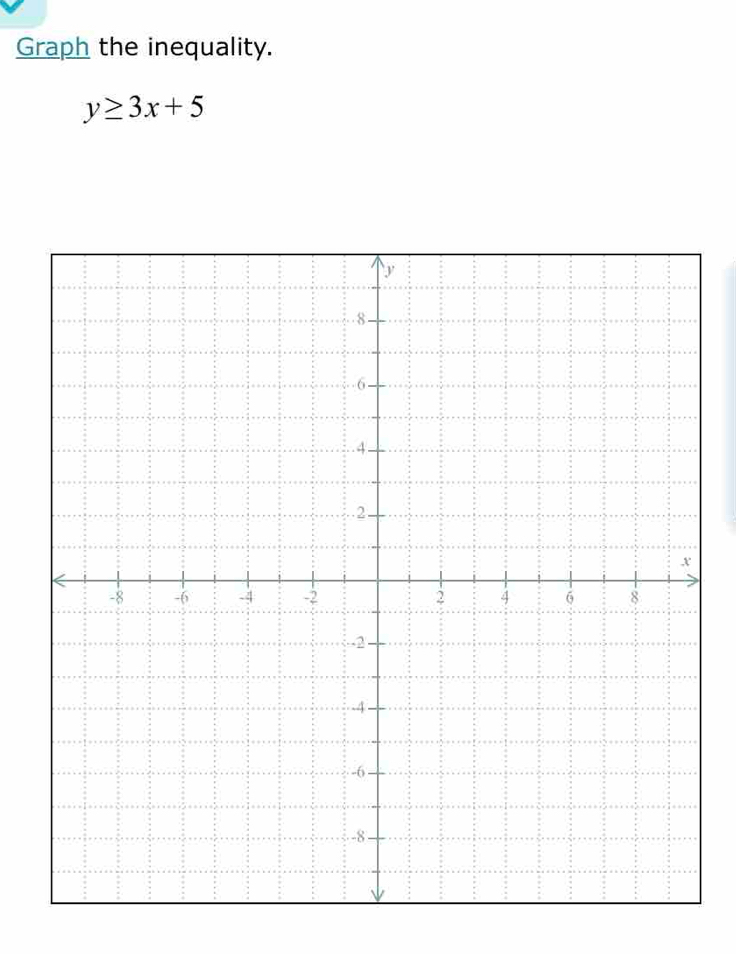 Graph the inequality.
y≥ 3x+5