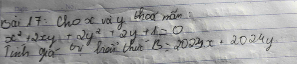 Dài It: Chox vay chat mán
x^2+2xy+2y^2+2y+1=0
lunh ga vion that B=2024x+2024y