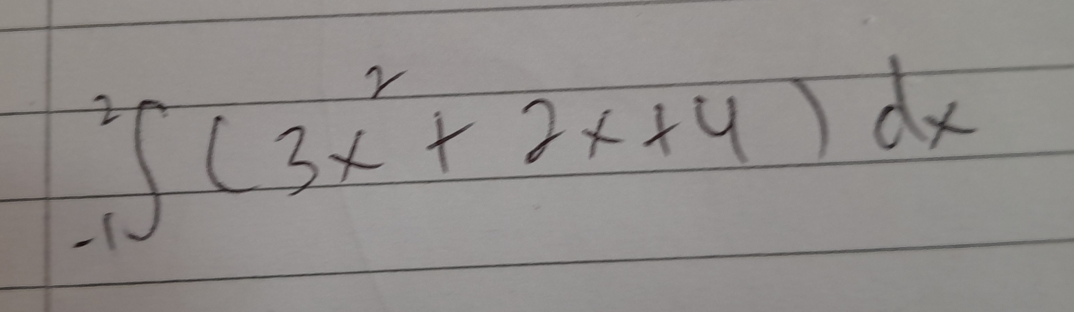 ^2_-1∈t (3x^2+2x+4)dx